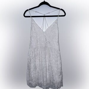 White lace dress v neck with straps in the back size L